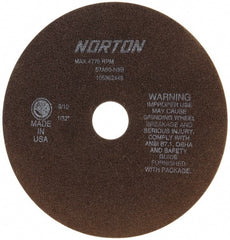 Norton - 8" 60 Grit Aluminum Oxide Cutoff Wheel - 1/32" Thick, 1-1/4" Arbor, 4,775 Max RPM, Use with Stationary Tools - Exact Tooling