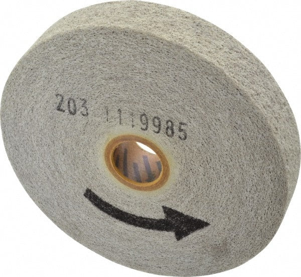 Norton - 6" Diam, 1" Face Width, 1" Center Hole, Fine Grade, Aluminum Oxide Deburring Wheel - Convolute, Medium Density 6 Grade, 4,500 RPM - Exact Tooling