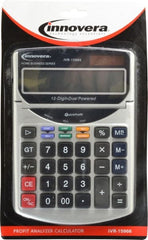 innovera - 12-Digit Portable Calculator - 18mm Display Size, White, Solar & Battery Powered, 7" Long x 4-3/4" Wide - Exact Tooling
