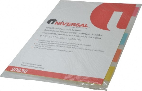 UNIVERSAL - 8-1/2 x 11" 5 Tabs, Single Sided Clear Mylar Reinforced Binding Edge, Insertable Tab Economy Indexes - Multicolor Tabs, Buff Folder - Exact Tooling