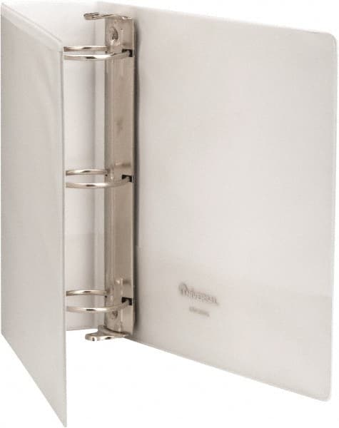 UNIVERSAL - 3" Sheet Capacity, 8-1/2 x 11", Round Ring Economy View Binder - Clear Matte Finish Overlay, White - Exact Tooling