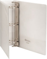 UNIVERSAL - 3" Sheet Capacity, 8-1/2 x 11", Round Ring Economy View Binder - Clear Matte Finish Overlay, White - Exact Tooling