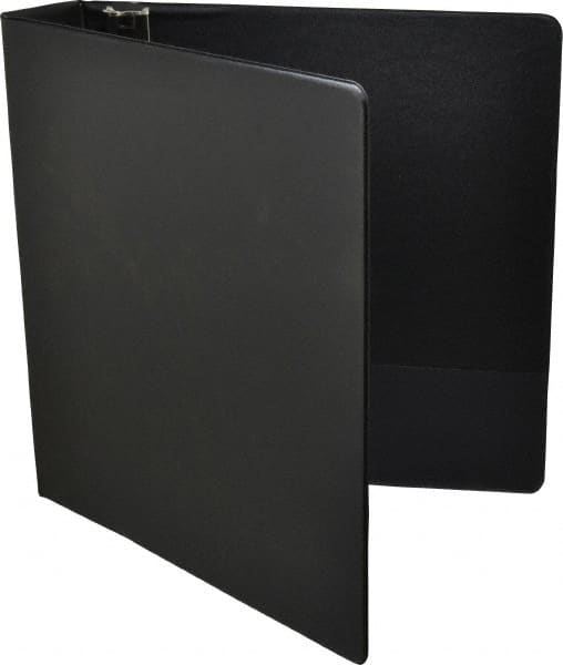 UNIVERSAL - 2" Sheet Capacity, 8-1/2 x 11", Round Ring Binder Without Label Holder - Suede Finish Vinyl Cover, Black - Exact Tooling