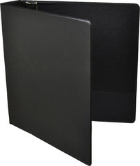 UNIVERSAL - 2" Sheet Capacity, 8-1/2 x 11", Round Ring Binder Without Label Holder - Suede Finish Vinyl Cover, Black - Exact Tooling