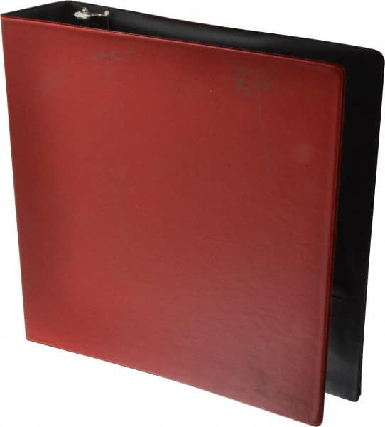 UNIVERSAL - 2" Sheet Capacity, 8-1/2 x 11", Round Ring Binder Without Label Holder - Suede Finish Vinyl Cover, Red - Exact Tooling