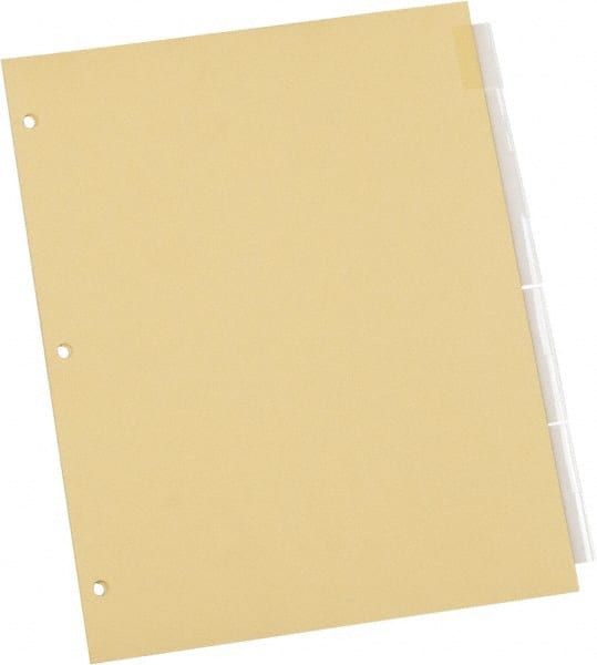 UNIVERSAL - 8-1/2 x 11" 8 Tabs, Single Sided Clear Mylar Reinforced Binding Edge, Insertable Tab Economy Indexes - Clear Tabs, Buff Folder - Exact Tooling