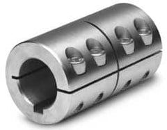 Climax Metal Products - 1-1/8" Inside x 1-7/8" Outside Diam, One Piece Split Clamping Collar with Keyway - 3-1/8" Long x 1/4" Keyway Width x 1/8" Keyway Depth - Exact Tooling