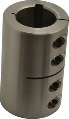 Climax Metal Products - 1-1/4" Inside x 2-1/16" Outside Diam, One Piece Split Clamping Collar with Keyway - 3-1/4" Long x 1/4" Keyway Width x 1/8" Keyway Depth - Exact Tooling