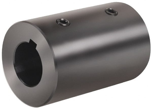 Climax Metal Products - 30mm Inside x 57mm Outside Diam, Metric Set Screw Rigid Coupling with Keyway - 101mm Long x 8mm Keyway Width x 4mm Keyway Depth - Exact Tooling