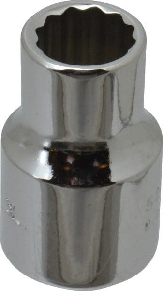 Proto - 3/8" Drive, Standard Hand Socket - 12 Points, 1-3/32" OAL, Chrome Finish - Exact Tooling