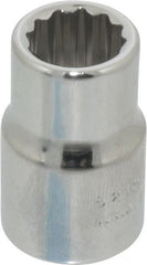Proto - 3/8" Drive, Standard Hand Socket - 12 Points, 1-3/32" OAL, Chrome Finish - Exact Tooling