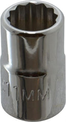 Proto - 3/8" Drive, Standard Hand Socket - 12 Points, 1-3/32" OAL, Chrome Finish - Exact Tooling