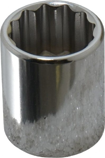 Proto - 3/8" Drive, Standard Hand Socket - 12 Points, 1-1/8" OAL, Chrome Finish - Exact Tooling