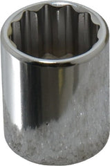 Proto - 3/8" Drive, Standard Hand Socket - 12 Points, 1-1/8" OAL, Chrome Finish - Exact Tooling