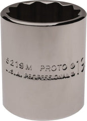 Proto - 3/8" Drive, Standard Hand Socket - 12 Points, 1-3/16" OAL, Chrome Finish - Exact Tooling