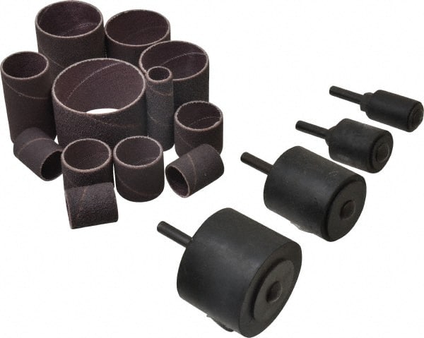 Merit Abrasives - 8-Piece Spiral Band Kit - Includes 3/4 to 2" Diam & 1 to 1-1/2" Wide Band Drums in Coarse, Medium & Fine Grades - Exact Tooling