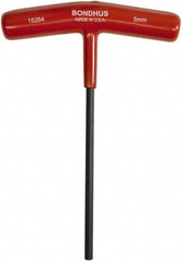 Bondhus - 5mm Hex, T-Handle Cushion Grip, Hex Key - 152mm OAL, Protanium High Torque Steel, Metric System of Measurement - Exact Tooling