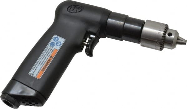 Ingersoll-Rand - 1/4" Keyed Chuck - Pistol Grip Handle, 3,800 RPM, 11 CFM, 0.33 hp, 90 psi - Exact Tooling