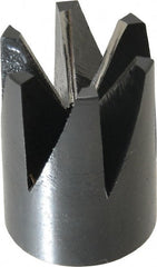 Made in USA - 60° Included Angle, 3/8-24" Hole Thread, Chamfer Edge, High Speed Steel, Outer Tube Edge Finishing Cutter - 7/8" Cutter Head Outside Diam, 1/2" Max Workpiece, 1-1/4" Long, 1/8" Threaded Hole Diam - Exact Tooling