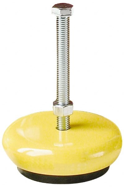 Gibraltar - 100 Lb Capacity, 1/4-28 Thread, Zinc Stud, Machine Socket Mount Leveling Mount - 1-3/4" Stud Length, 2" Base Diam, Elastomer Pad - Exact Tooling