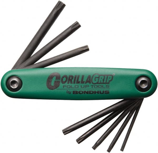 Bondhus - 8 Piece TR9 to T40 Fold-Up Torx Key Set - T9, T10, T15, T20, T25, T27, T30, T40 Torx Size - Exact Tooling