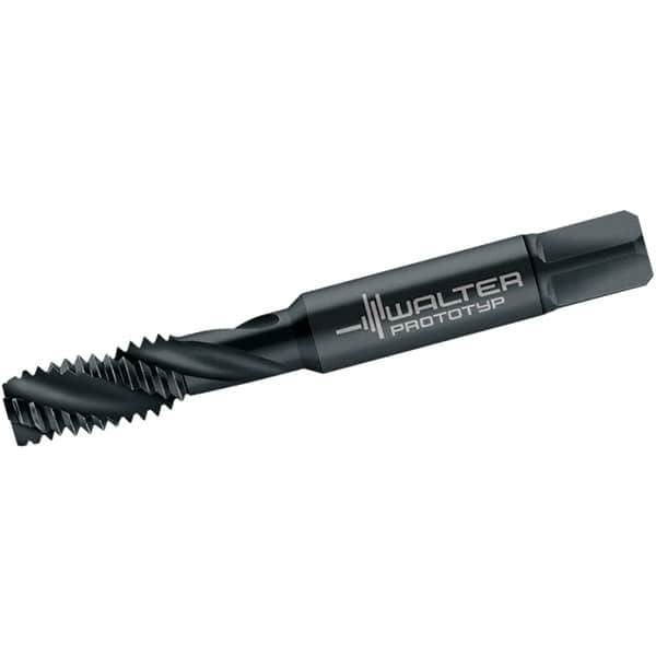 Walter-Titex - 1/4-20 UNC, 3 Flute, 40° Helix, Modified Bottoming Chamfer, Oxide Finish, Cobalt Spiral Flute STI Tap - Right Hand Flute, 2-23/32" OAL, 0.318" Shank Diam, 3/4" Thread Length, 3B Class of Fit, Series A225030 - Exact Tooling