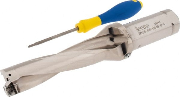 Iscar - 4-1/2" Max Drill Depth, 4xD, 1-1/8" Diam, Indexable Insert Drill - 2 Inserts, 1-1/4" Shank Diam, Straight Shank - Exact Tooling