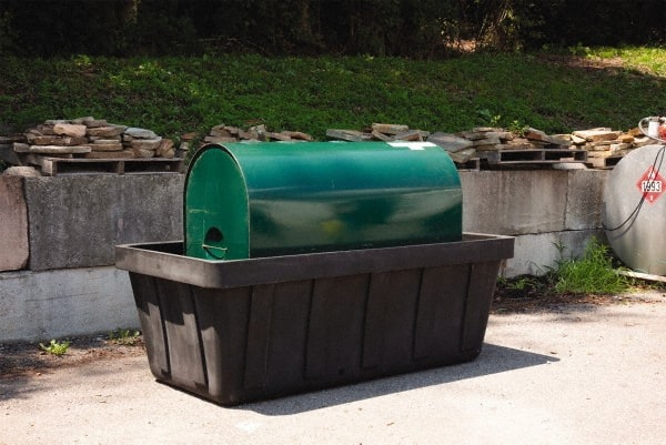Eagle - 373 Gal Sump, 10,000 Lb Capacity, 1 Drum, Polyethylene Spill Deck or Pallet - 84" Long x 44" Wide x 30" High, Black, Drain Included, Horizontal, 1 Tank Drum Configuration - Exact Tooling