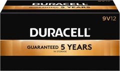 Duracell - Size 9V, Alkaline, 12 Pack, Standard Battery - 9 Volts, Snap Terminal, 6LR61, ANSI 1604A Regulated - Exact Tooling