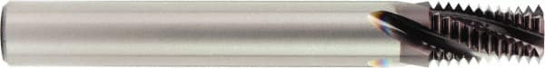 OSG - 2-1/2 - 8 NPT, 0.91" Cutting Diam, 4 Flute, Solid Carbide Helical Flute Thread Mill - Internal Thread, 1-7/16" LOC, 4" OAL, 1" Shank Diam - Exact Tooling