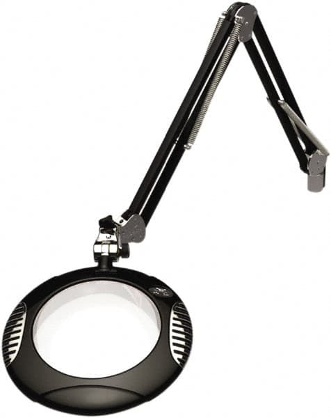 O.C. White - 43 Inch, Spring Suspension, Clamp on, LED, Black, Magnifying Task Light - 8 Watt, 7.5 and 15 Volt, 2x Magnification, 5-1/4 Inch Wide, 7-1/2 Inch Long - Exact Tooling