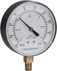 Value Collection - 3-1/2" Dial, 1/4 Thread, 30-0 Scale Range, Pressure Gauge - Lower Connection Mount, Accurate to 3-2-3% of Scale - Exact Tooling