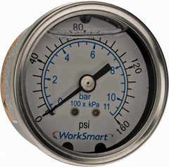 Value Collection - 2" Dial, 1/4 Thread, 0-160 Scale Range, Pressure Gauge - Center Back Connection Mount, Accurate to 3-2-3% of Scale - Exact Tooling