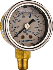 Value Collection - 1-1/2" Dial, 1/8 Thread, 0-1,000 Scale Range, Pressure Gauge - Lower Connection Mount, Accurate to 3-2-3% of Scale - Exact Tooling