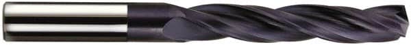 Accupro - 25/64" 150° Solid Carbide Jobber Drill - Bright Finish, Spiral Flute, 4-1/2" OAL, Standard Point - Exact Tooling