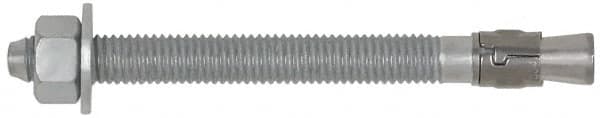 Powers Fasteners - 3/4" Diam, 3/4" Drill, 4-3/4" OAL, 4-1/2" Min Embedment Wedge Expansion Concrete Anchor - Steel, Galvanized Finish, Hex Nut Head, Hex Drive - Exact Tooling
