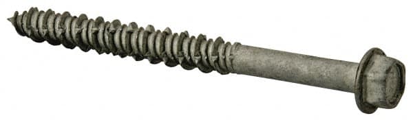 Elco - 1/4" Diam, 2-3/4" Length Under Head, Hex Drive, Concrete Screw & Masonry Fastener - Stainless Steel, StalGard Silver Finish, Includes 5/16" Drill Bit - Exact Tooling