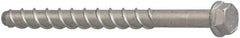 Elco - 3/8" Diam, 2-1/2" Length Under Head, Hex Drive, Concrete Screw & Masonry Fastener - Alloy Steel, StalGard Silver Finish, Includes 9/16" Drill Bit - Exact Tooling