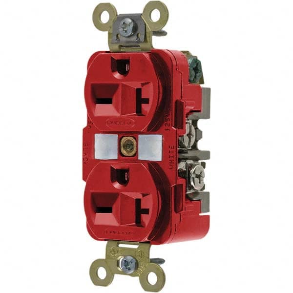 Hubbell Wiring Device-Kellems - 250V 20A NEMA 6-20R Industrial Grade Red Straight Blade Duplex Receptacle - Exact Tooling