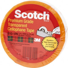 3M - 1" x 72 Yd Clear Rubber Adhesive Packaging Tape - PVC Film Backing, 2.3 mil Thick - Exact Tooling