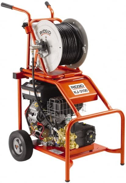 Ridgid - Gas Jet Battery Drain Cleaning Machine - For 2" to 10" Pipe, 3/8" x 300' Cable - Exact Tooling