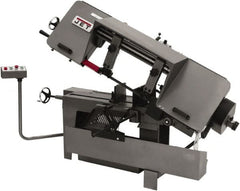 Jet - 9 x 16" Max Capacity, Manual Variable Speed Pulley Horizontal Bandsaw - 100 to 350 SFPM Blade Speed, 460 Volts, 45°, 3 Phase - Exact Tooling