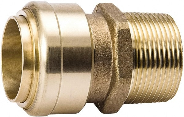 Value Collection - 1/2" Outside Diam, 1/2 NPT, Brass Push-to-Connect Tube Male Connector - 200 Max psi, Tube to Male NPT Connection, EPDM O-Ring, Lead-Free - Exact Tooling