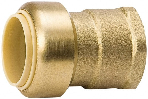Value Collection - 1" Outside Diam, 1 NPT, Brass Push-to-Connect Tube Female Connector - 200 Max psi, Tube to Female NPT Connection, EPDM O-Ring, Lead-Free - Exact Tooling