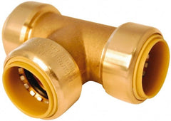 Value Collection - 3/4 x 3/4 x 1/2" Outside Diam, 5/8 Standard, Brass Push-to-Connect Tube Union Tee - 200 Max psi, Tube to Tube Connection, EPDM O-Ring, Lead-Free - Exact Tooling