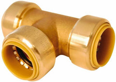 Value Collection - 3/4" Outside Diam, 7/8 Standard, Brass Push-to-Connect Tube Union Tee - 200 Max psi, Tube to Tube Connection, EPDM O-Ring, Lead-Free - Exact Tooling