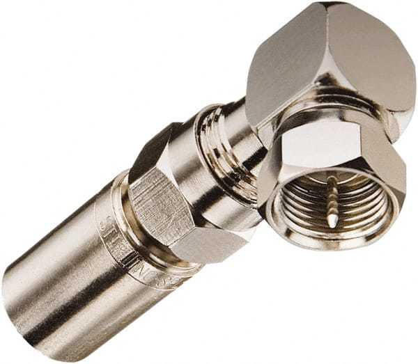 Ideal - 75 Ohm, Right Angle, Jack to Plug Coupler Twist On Coaxial Connector - Brass Body - Exact Tooling