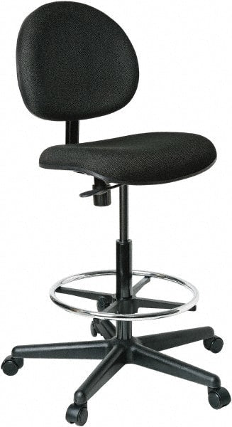 Bevco - 21 to 31" High Adjustable Height Swivel Stool - 27" Wide x 27" Deep, 100% Olefin Seat, Black - Exact Tooling