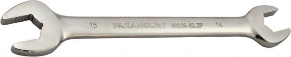 Paramount - 14mm x 15mm Standard Open End Wrench - 7-9/32" OAL, Double End, Full Polish Finish, 15° Head Angle - Exact Tooling