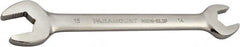Paramount - 14mm x 15mm Standard Open End Wrench - 7-9/32" OAL, Double End, Full Polish Finish, 15° Head Angle - Exact Tooling